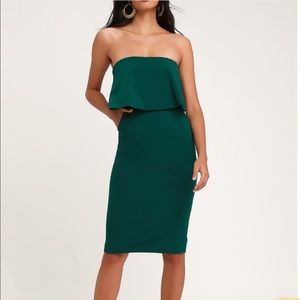 Lots of Love Emerald Green Strapless Midi Dress